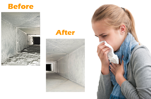 Air Flow Duct Cleaning Plano - Before and after
